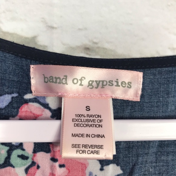 Band Of Gypsies Floral Faux Wrap High Low Dress S - Picture 5 of 6